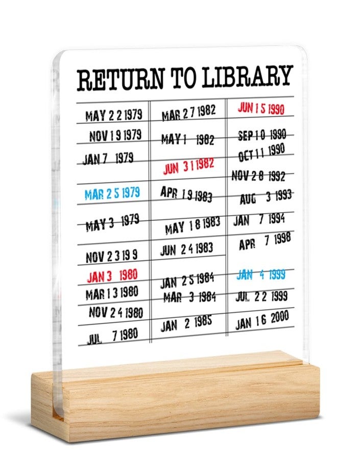 YGBF Book Lovers Gifts for Women Men, Gift for Bookish Readers Librarian Teacher, Return to Library Vintage Library Card Clear Acrylic Desk Decorative Sign Desk Decor - Image 1